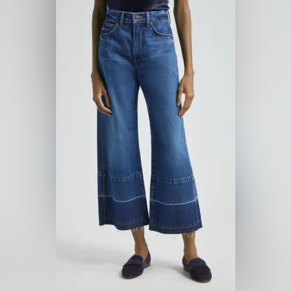 Veronica Beard Taylor Released Hem Cropped Wide-Leg Jean Size 26 - Picture 3 of 15